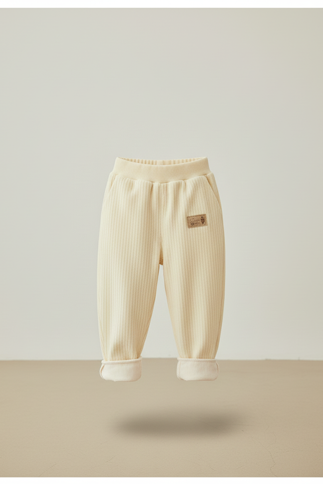 Pantalon Baggy Beige Côtelé Doublé Chaud Enfant - Cordé - vue 3