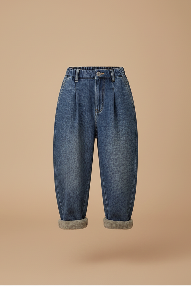 Pantalon Baggy Bleu Jean Ample Velours Épais Hiver - vue 3