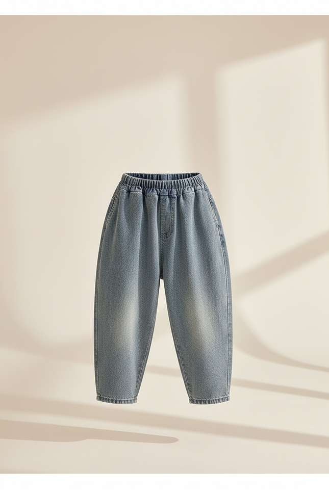 Pantalon Baggy Jean Denim Ample Décontracté Enfant Garçon - Bleu - vue 3