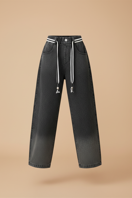 Pantalon Baggy Jean Dégradé Gris Ample Fille - vue 3