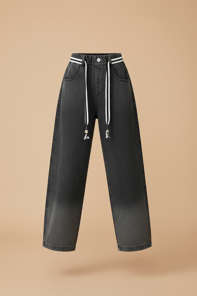 Pantalon Baggy Jean Dégradé Gris Ample Fille - vue 3