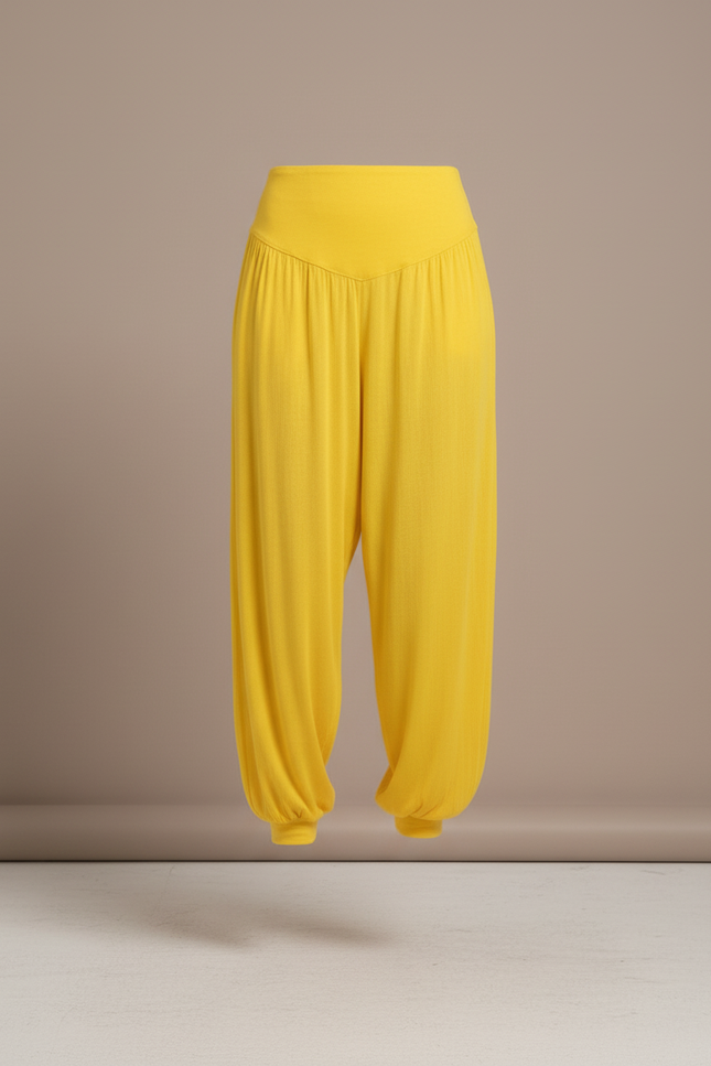 Pantalon Baggy Jaune Fluide Confortable Yoga Femme - Viscose - vue 3