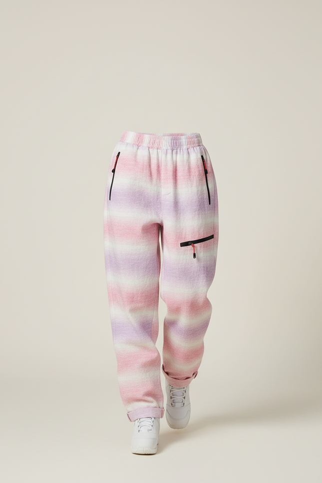 Pantalon Baggy Rayé Multicolore Ample Décontracté Unisexe - Lin - vue 3