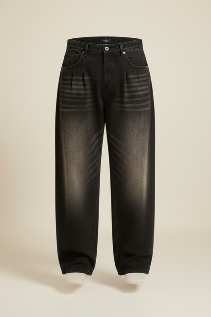 Pantalon Baggy Noir Délavé Ample Denim Homme - Jean - vue 3