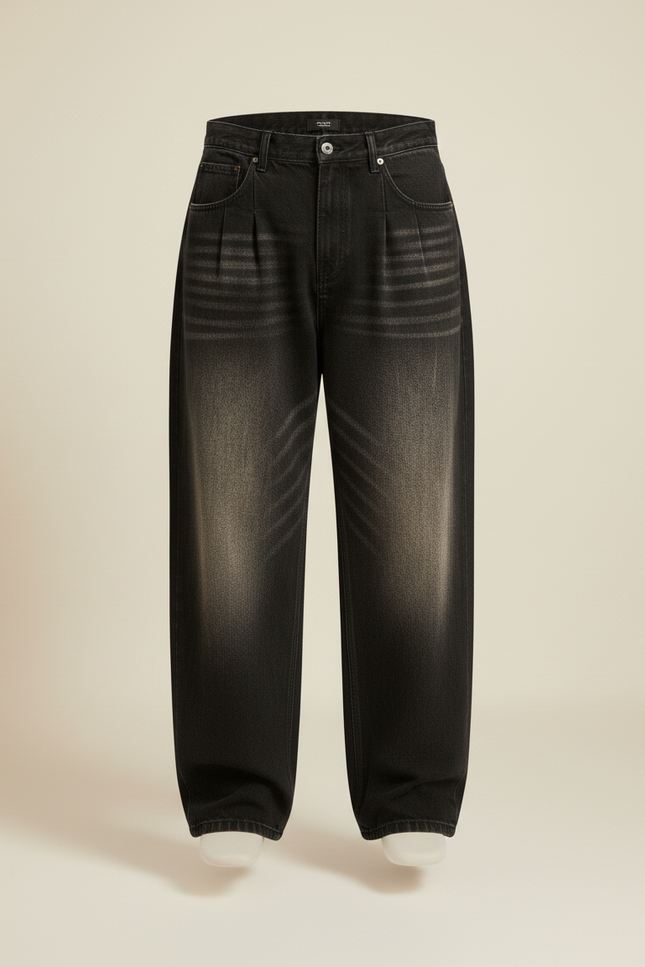 Pantalon Baggy Noir Délavé Ample Denim Homme - Jean - vue 3