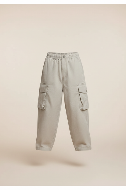 Pantalon Baggy Gris Cargo Ample Coton Enfant - vue 3