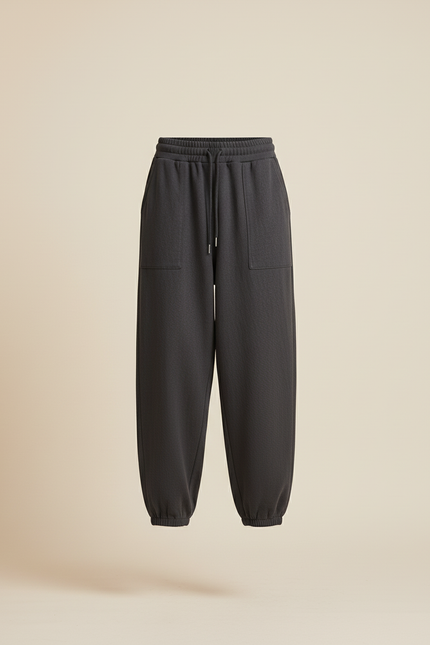 Pantalon Baggy Gris Foncé Molletonné Ample Décontracté - vue 3