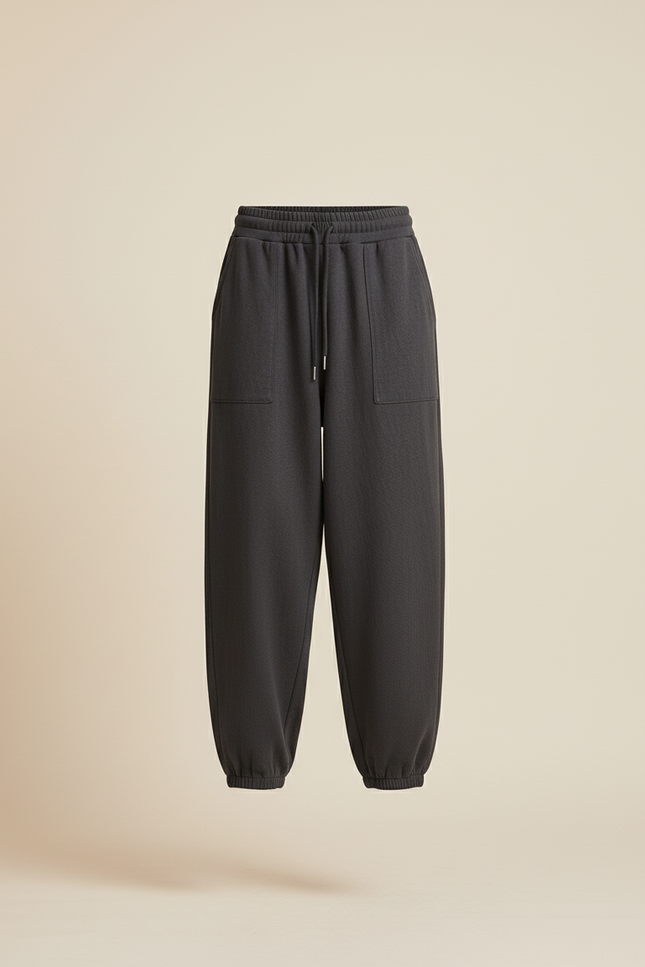Pantalon Baggy Gris Foncé Molletonné Ample Décontracté - vue 3
