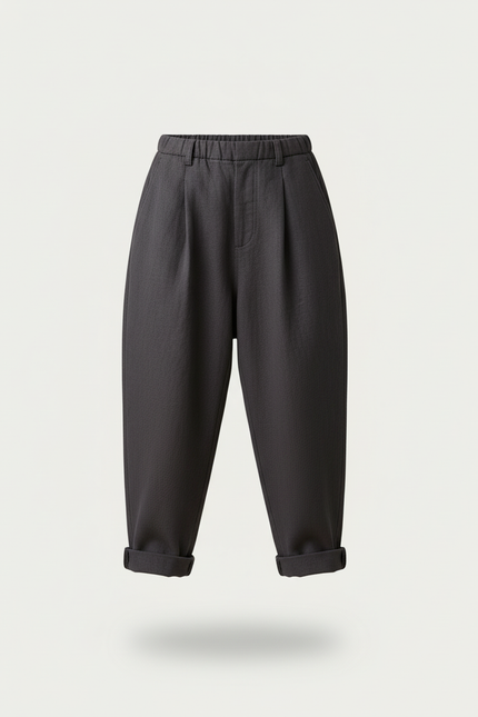 Pantalon Baggy Gris Foncé Ample Élastiqué Garçon - Laine - vue 3