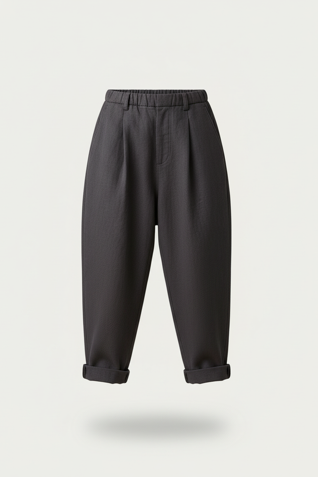 Pantalon Baggy Gris Foncé Ample Élastiqué Garçon - Laine - vue 3