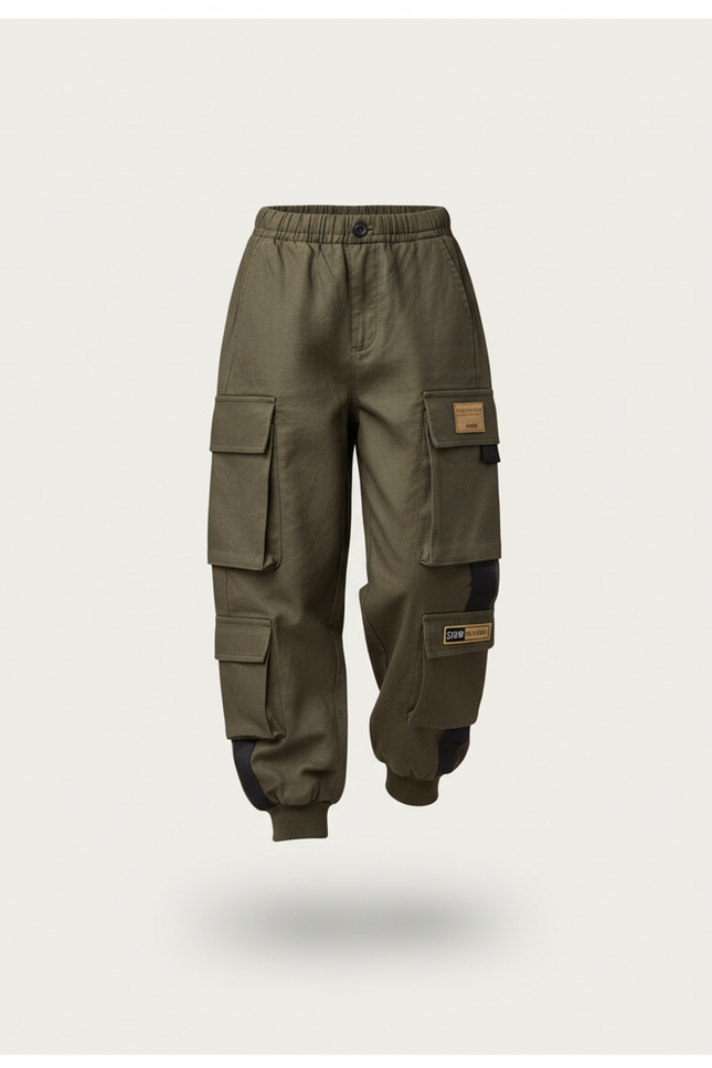 Pantalon Baggy Kaki Cargo Ample Enfant Coton - vue 3