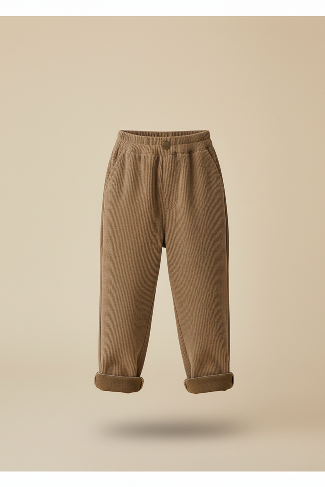 Pantalon Baggy Côtelé Marron Ample Décontracté Enfant Doux - Cordé - vue 3