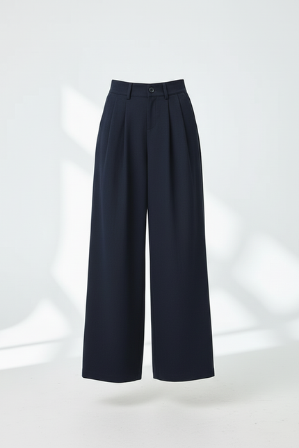 Pantalon Baggy Marine Plissé Ample Fluide Femme - Viscose - vue 3