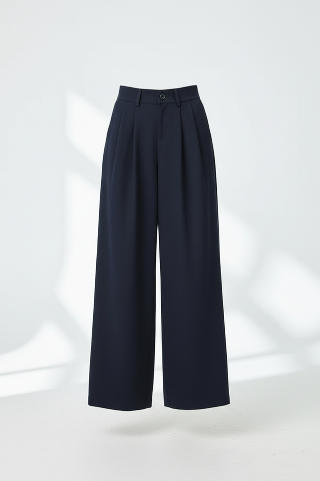 Pantalon Baggy Marine Plissé Ample Fluide Femme - Viscose - vue 3