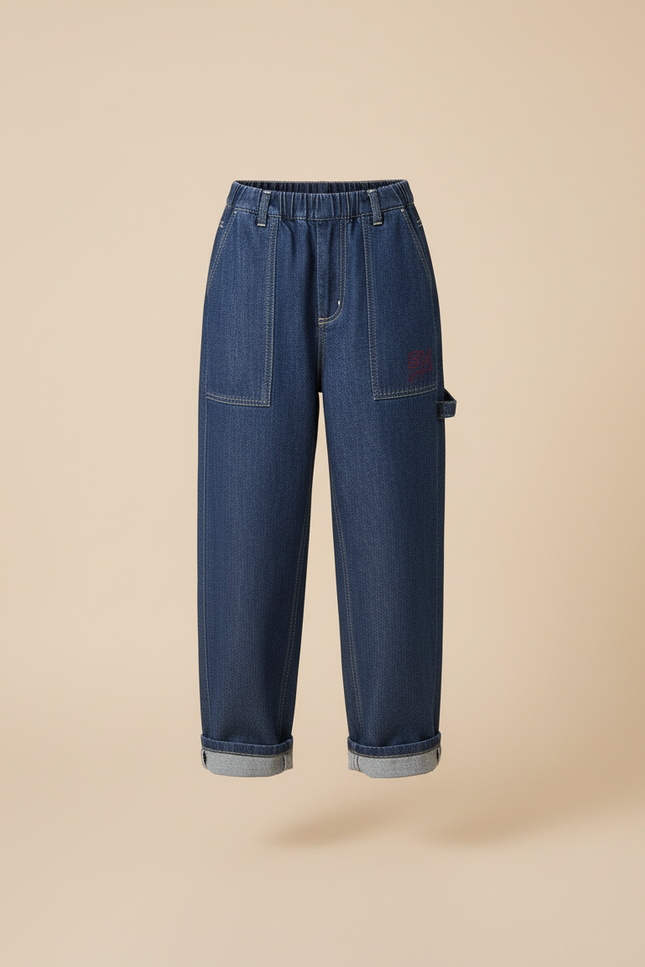 Pantalon Baggy Denim Bleu Large Enfant Décontracté - Jean - vue 3
