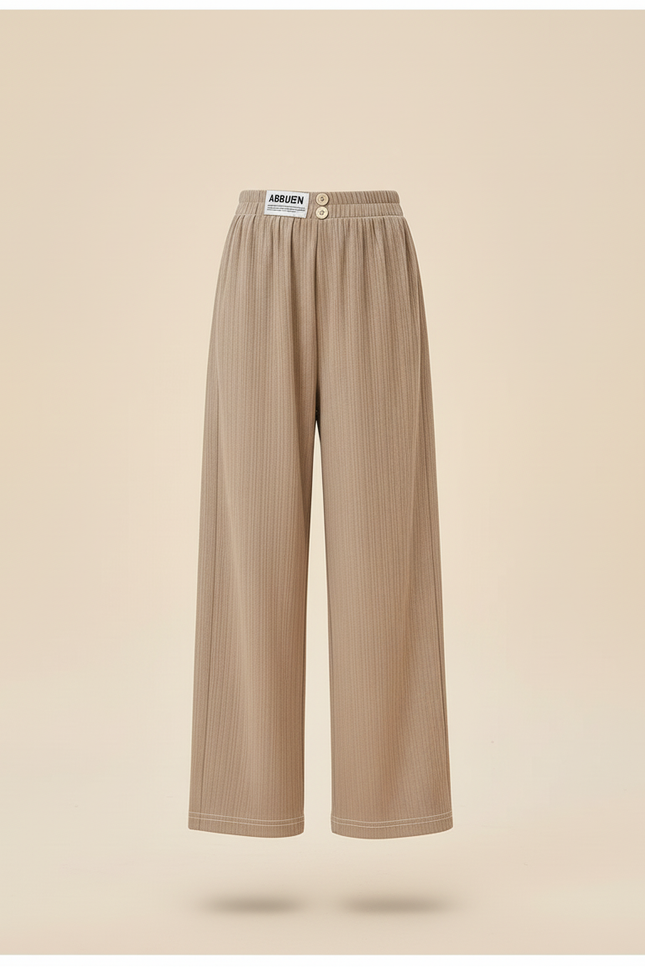 Pantalon Baggy Marron Ample Fluide Côtelé Enfant - Beige Maille - vue 3