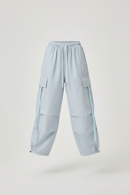 Pantalon Baggy Bleu Ciel Cargo Ample Fille Décontracté - Polyester - vue 3