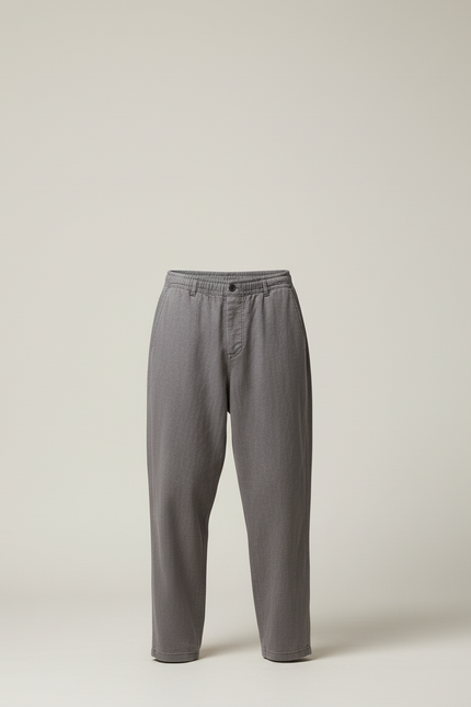 Pantalon Baggy Gris Lyocell Droit Cordon Homme - Viscose - vue 3