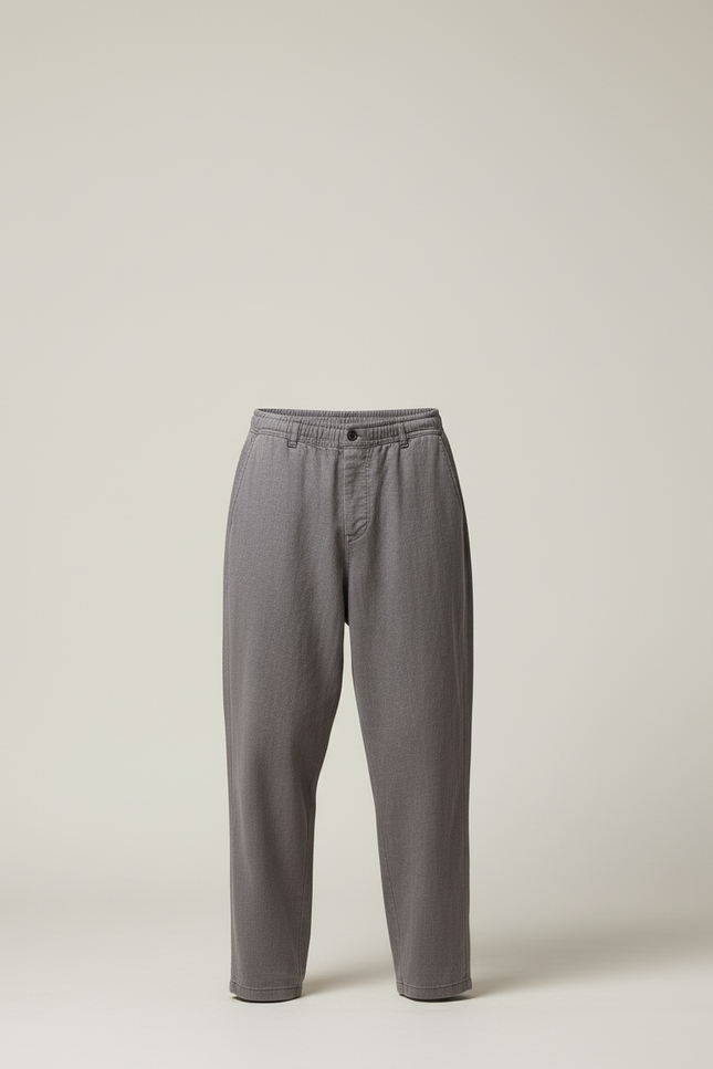 Pantalon Baggy Gris Lyocell Droit Cordon Homme - Viscose - vue 3