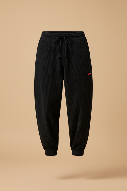 Pantalon Baggy Sport - Noir Cordé - vue 3