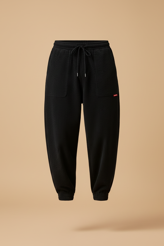 Pantalon Baggy Sport - Noir Cordé - vue 3