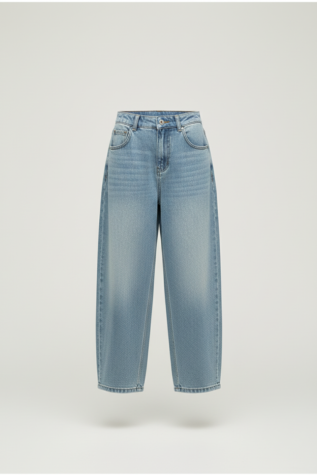 Pantalon Baggy Denim Ample Décontracté Fille - Bleu Jean - vue 3