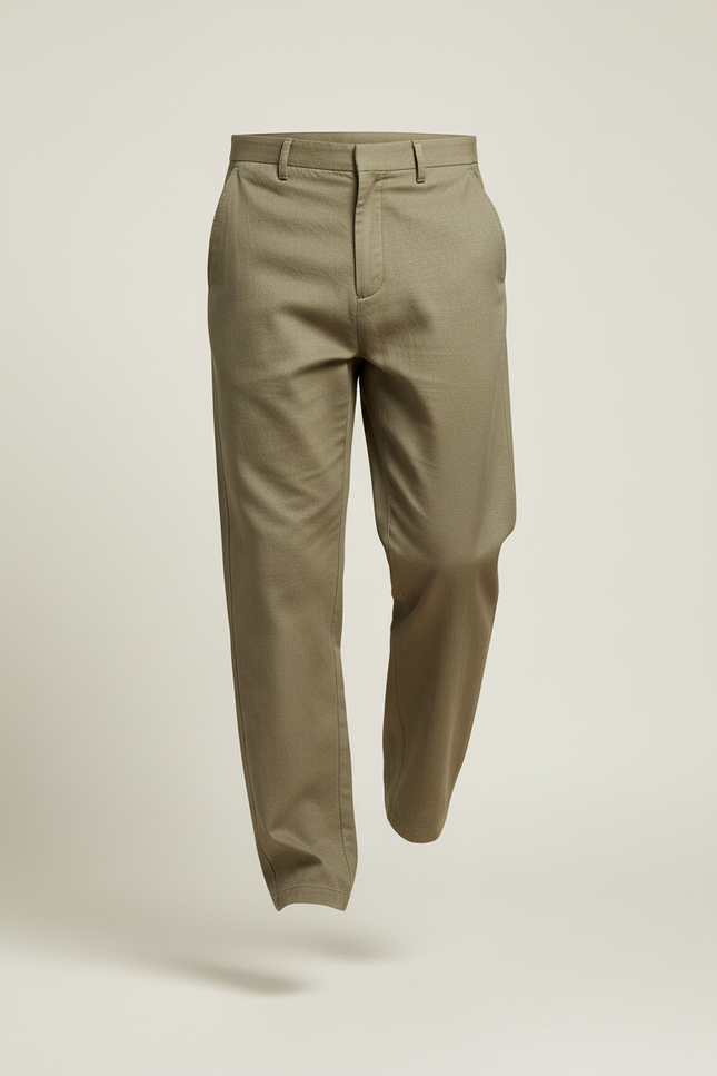 Pantalon Baggy Vert Olive Droit Décontracté Homme - Kaki Gabardine - vue 3