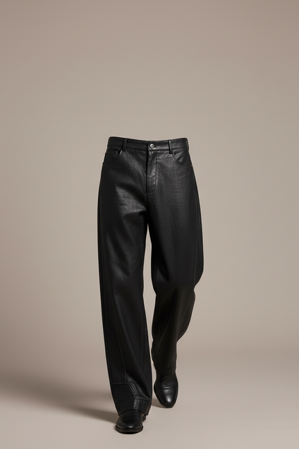 Pantalon Cuir Baggy - Noir - vue 3