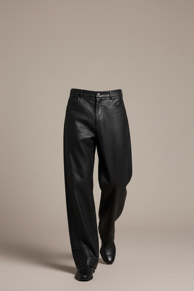 Pantalon Cuir Baggy - Noir - vue 3