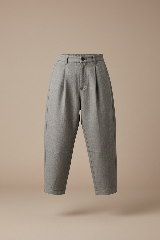 Pantalon Baggy Gris Plissé Ample Décontracté Garçon - Gabardine - vue 3