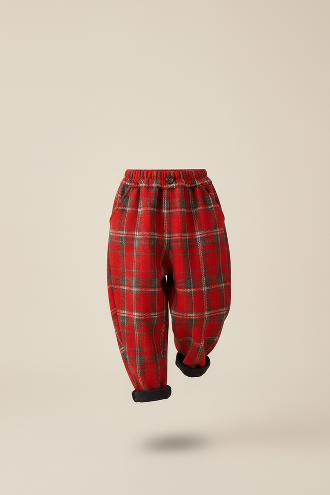 Pantalon Baggy Carreaux Rouges Laine Chaud Enfant - vue 3
