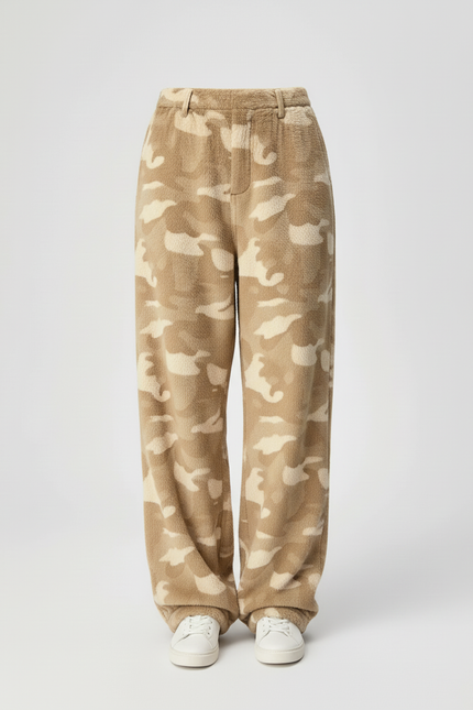Pantalon Baggy Polaire Camouflage Beige Ample Confortable - Molleton - vue 3
