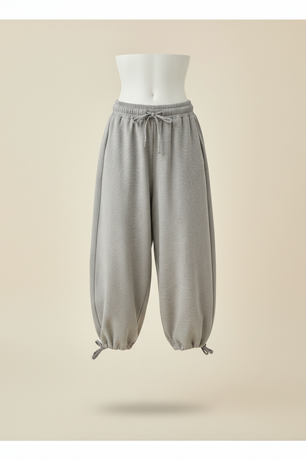 Pantalon Baggy Gris Ample Cordon Enfant - Molleton - vue 3