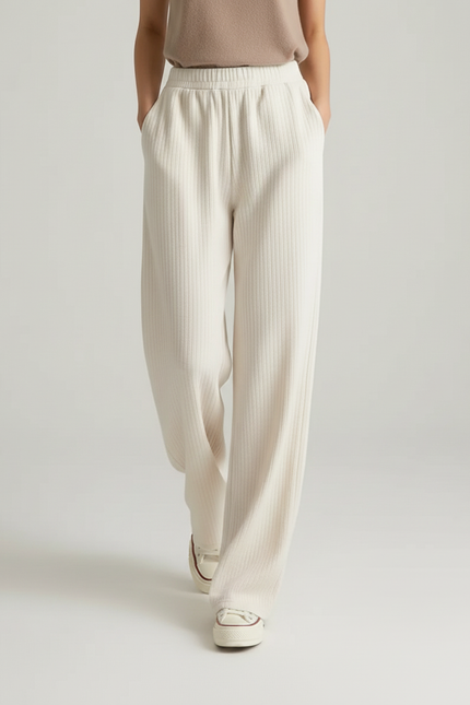 Pantalon Baggy Femme Blanc - Maille - vue 3