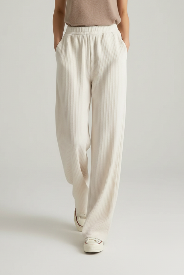 Pantalon Baggy Femme Blanc - Maille - vue 3