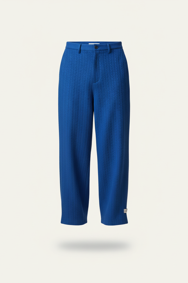 Pantalon Baggy Bleu Texturé Ample Décontracté Homme - Maille - vue 3
