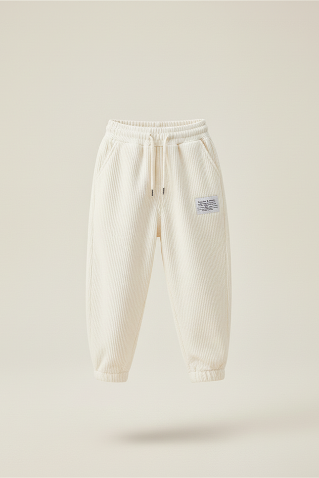 Pantalon Baggy Blanc Côtelé Ample Décontracté Enfant - Cordé - vue 3