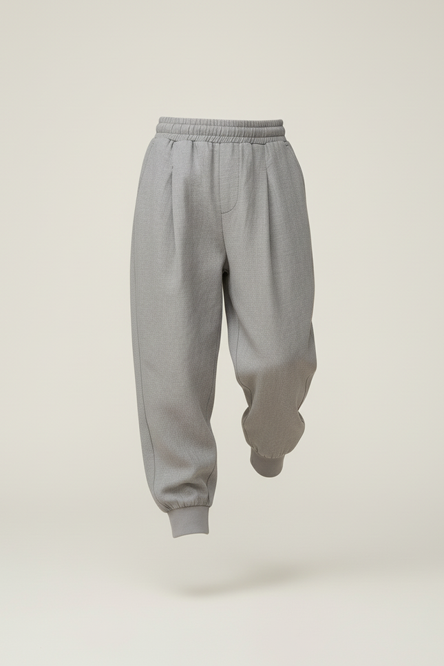 Pantalon Baggy Gris Chiné Décontracté Plissé Garçon - Molleton - vue 3