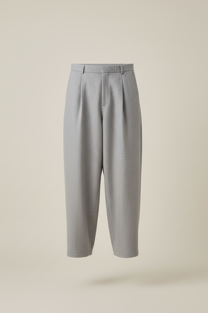 Pantalon Baggy Gris Ample Plissé Décontracté - Gabardine - vue 3