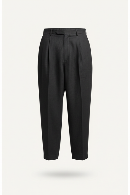 Pantalon Baggy Gris Anthracite Plissé Ample Élégant Homme - Laine - vue 3