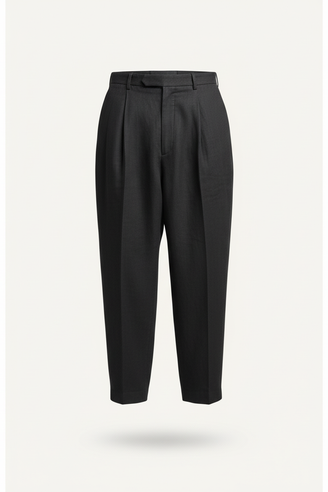 Pantalon Baggy Gris Anthracite Plissé Ample Élégant Homme - Laine - vue 3
