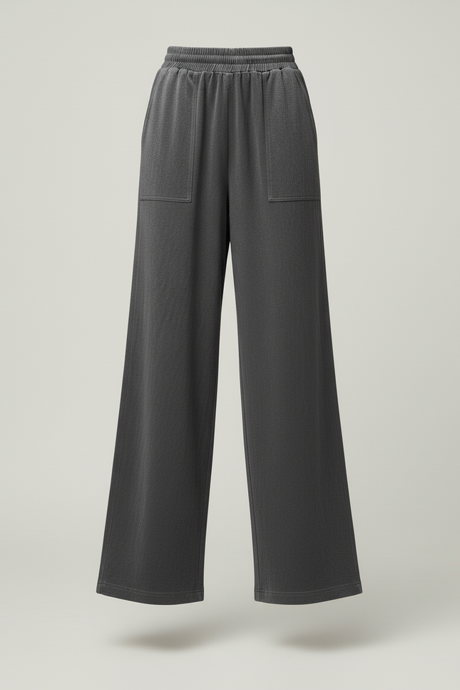 Pantalon Baggy Velours Gris Ample Décontracté Fluide - vue 3