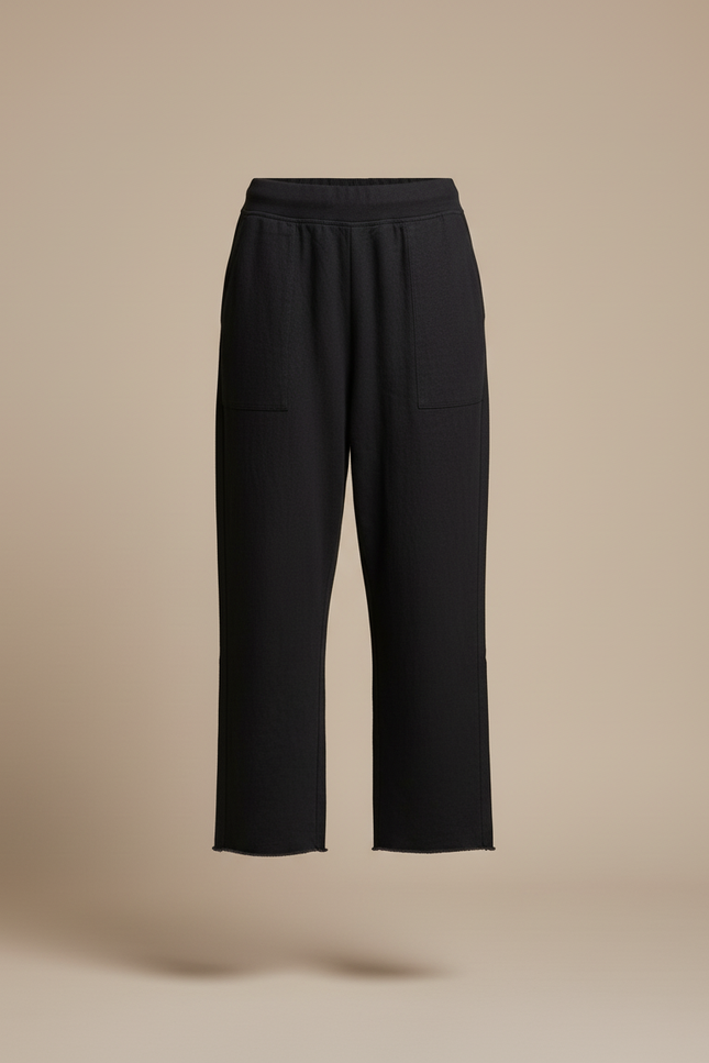 Pantalon Baggy Noir Ample Coton Taille Basse - Molleton - vue 3