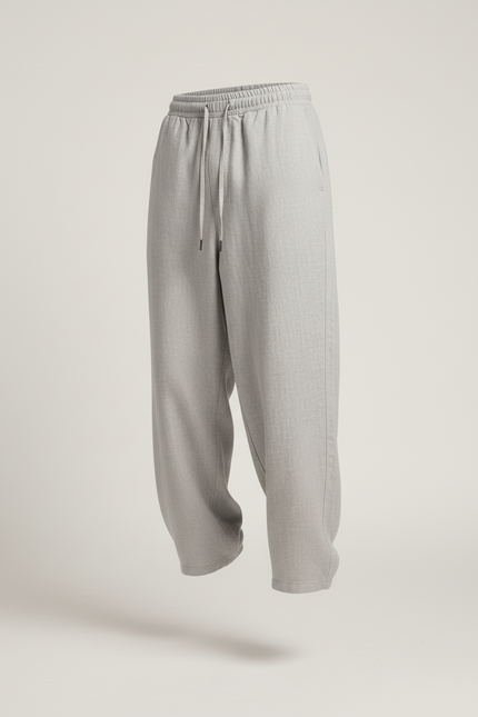 Pantalon Baggy Gris Ample Confortable Cordon Cintrée - Molleton - vue 3