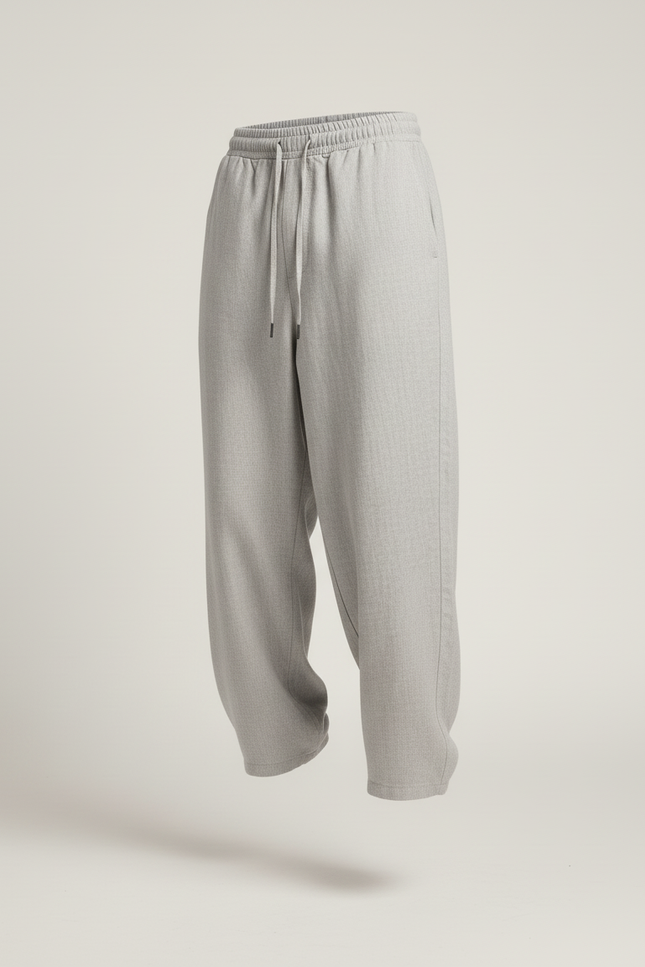 Pantalon Baggy Gris Ample Confortable Cordon Cintrée - Molleton - vue 3