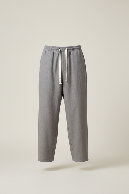 Pantalon Baggy Gris Cordon Droit Ample Décontracté Homme - Gabardine - vue 3
