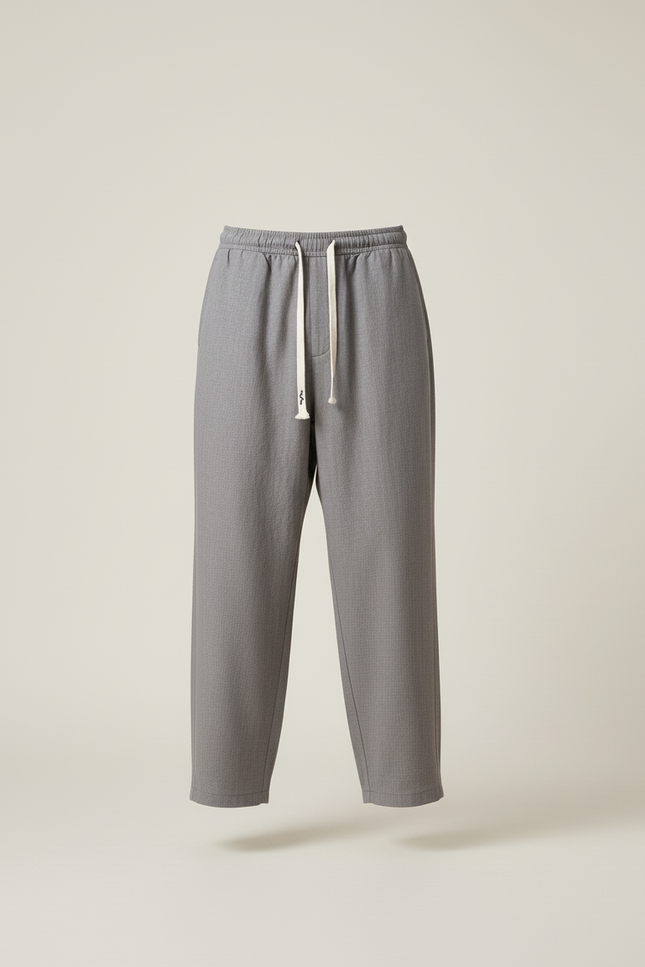 Pantalon Baggy Gris Cordon Droit Ample Décontracté Homme - Gabardine - vue 3