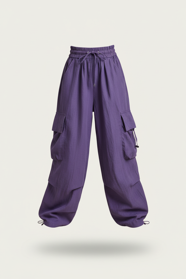 Pantalon Baggy Violet Cargo Ample Confortable Fille - Polyester - vue 3