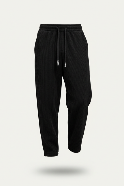 Pantalon Baggy Noir Côtelé Ample Décontracté Homme - Cordé - vue 3