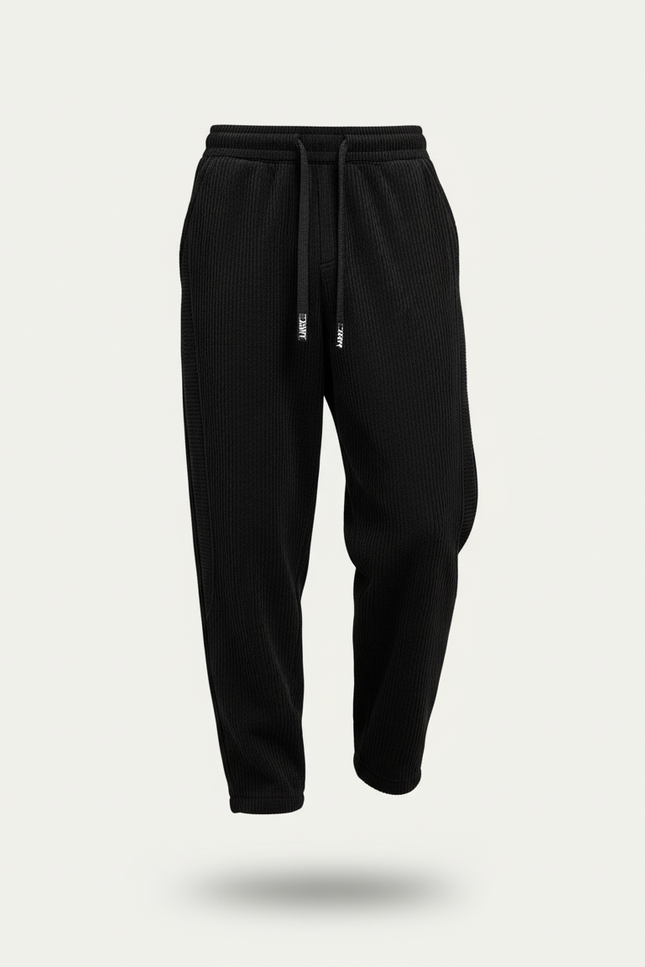 Pantalon Baggy Noir Côtelé Ample Décontracté Homme - Cordé - vue 3